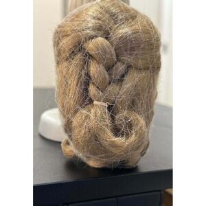 Synthetic Mohair Doll Wig Braided Updo Sandy Blonde Sz 12-13 Vintage Style Curls